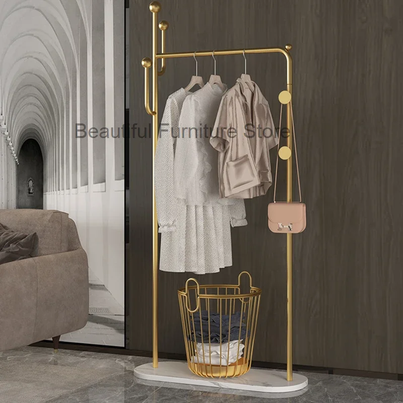 

Nordic Minimalist Modern Metal Coat Rack Floor Standing Scarf Saving Clothes Tree Rack Bedroom Perchero Entrance Furniture