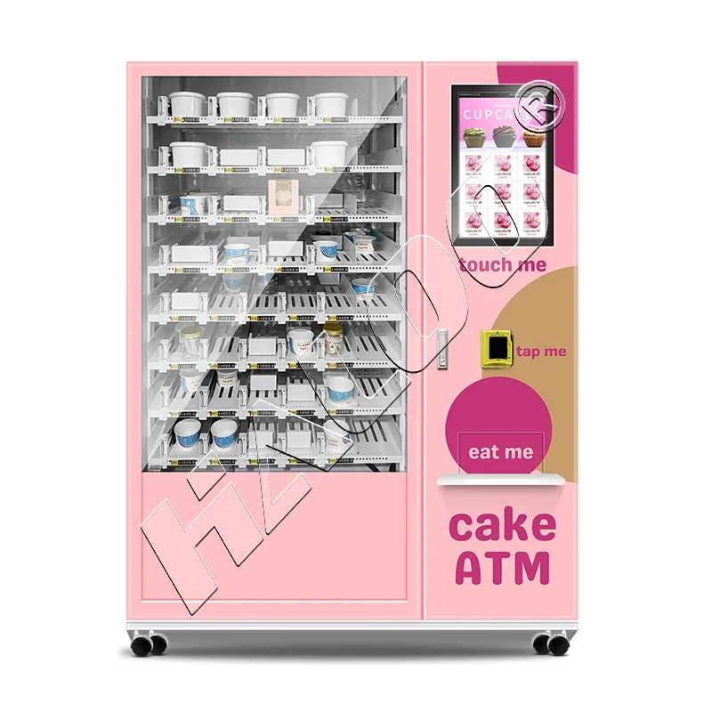 Fornitore di distributori automatici Haloo Distributore automatico di cupcake ATM per cupcake direttamente in fabbrica in Cina con touch screen ed ascensore