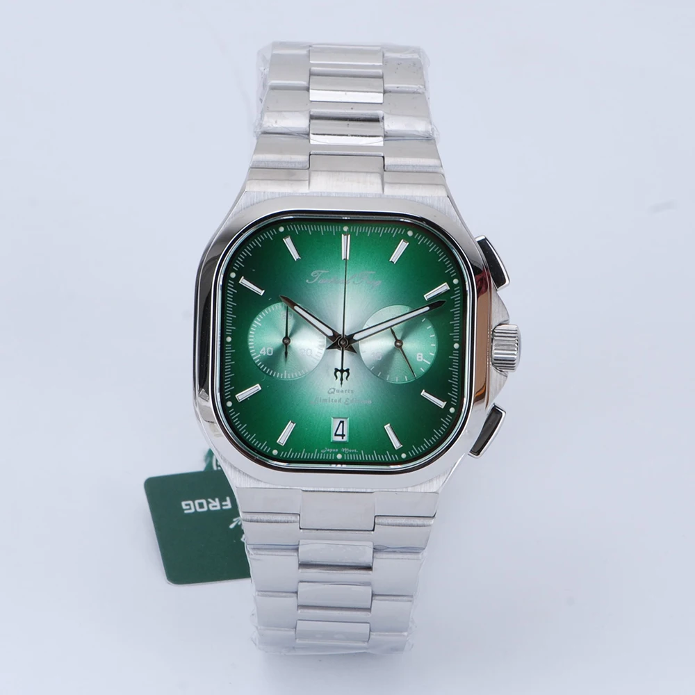 Orologio cronografo da uomo tattico rana Orologio da polso al quarzo Panda Orologi quadrati 10ATM Impermeabile BGW-9 Zaffiro luminoso VK64