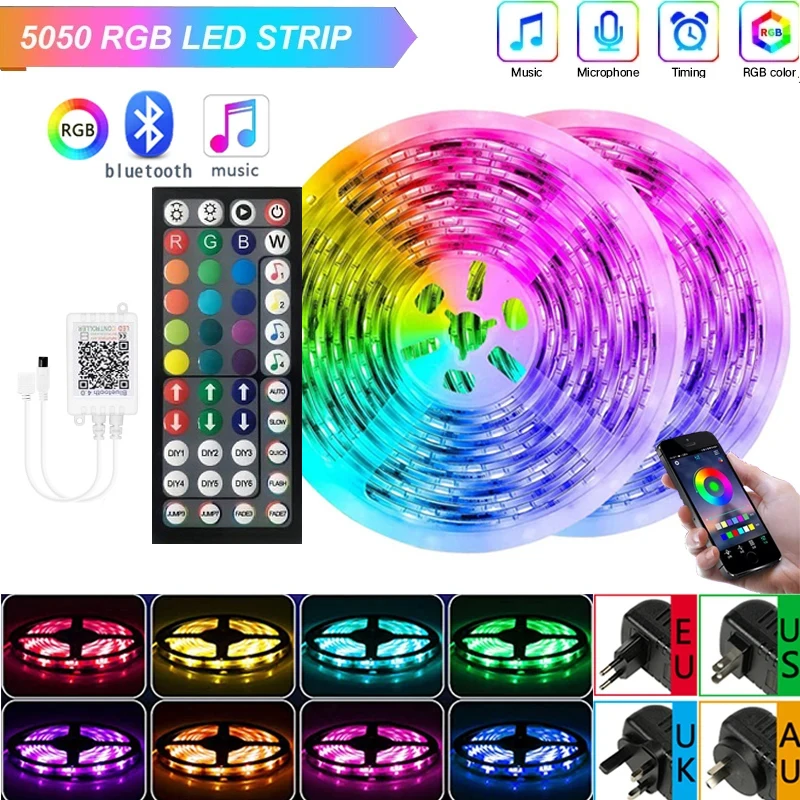 30M/100ft Led Strip Lights Music Sync with Smart Timer Function APP and 44 Keys Remote Control for Kitchens,Parties, Room Decor