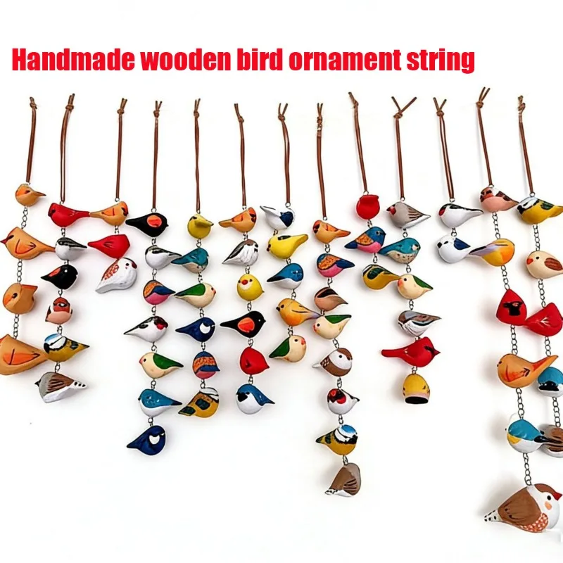 

1 String Original Handmade Wooden Plump Bird Hanging Hand-painted Wooden Craft Gifts Bags&Car Home Hanging Wooden Arts Decor