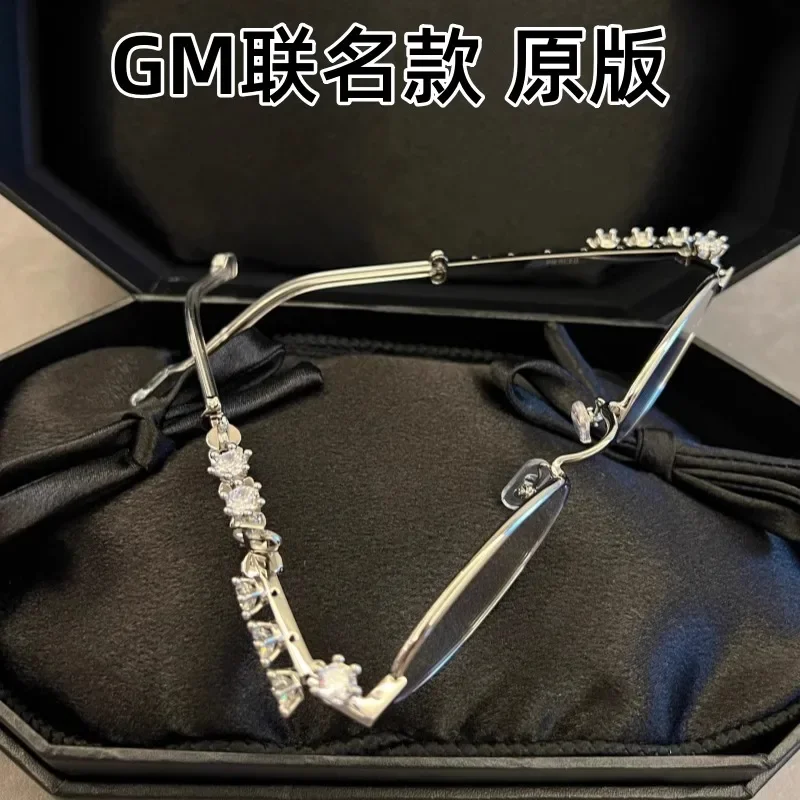 Joint Diamond Glasses Frame College Style Oval Titanium Wedding Fashion Small Box Baby Prescription Myopia Blu-ray Discoloration