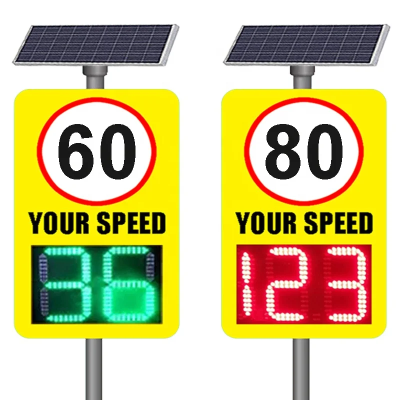 Señales de Seguridad con Radar de Energía Solar, Pantalla Matricial Completa, Tablero de Límite de Velocidad con Señales de Tráfico con Sonrisa para Seguridad Vial
