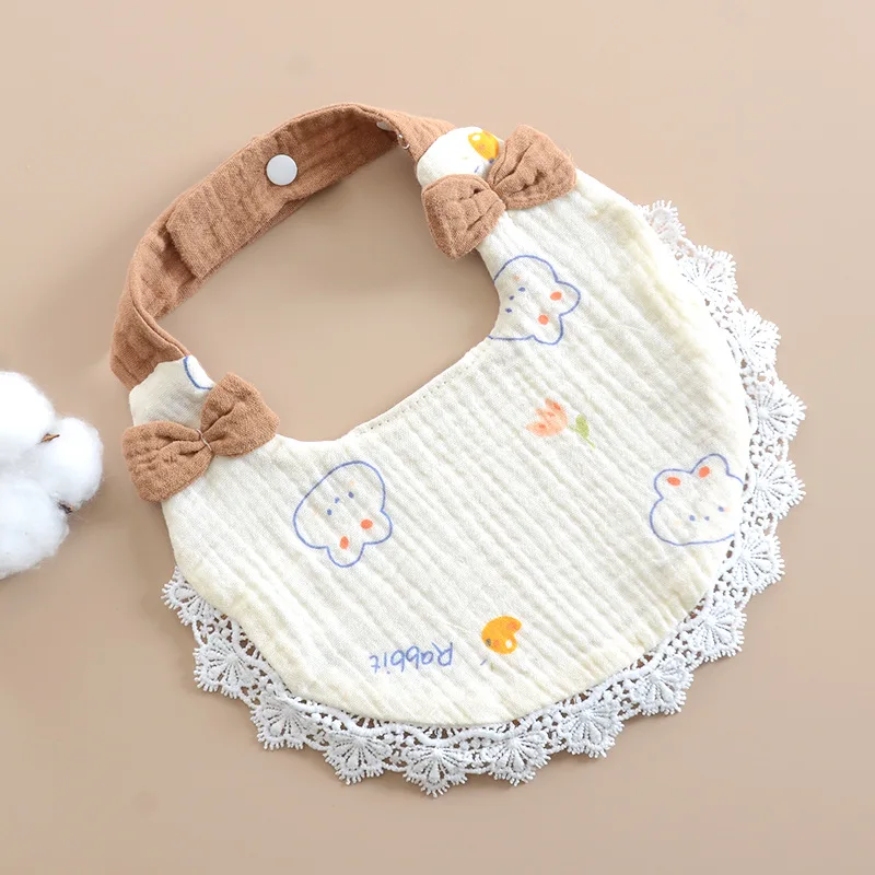 Baberos para bebé recién nacido, bonitos lazos, tela de muselina de encaje para eructar, toalla de Saliva de algodón para niñas, babero infantil, artículos para bebés, accesorios