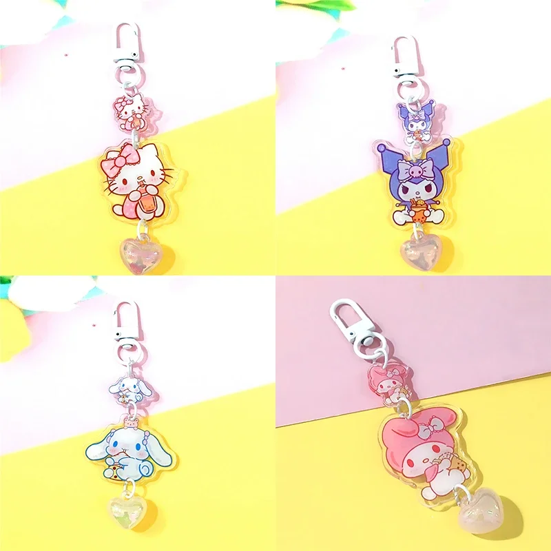 

Sanrio Hello Kitty Keychain Cute Anime Acrylic Kuromi My Melody Cinnamoroll Bag Charm Girls Decor Pendants Christmas Gifts
