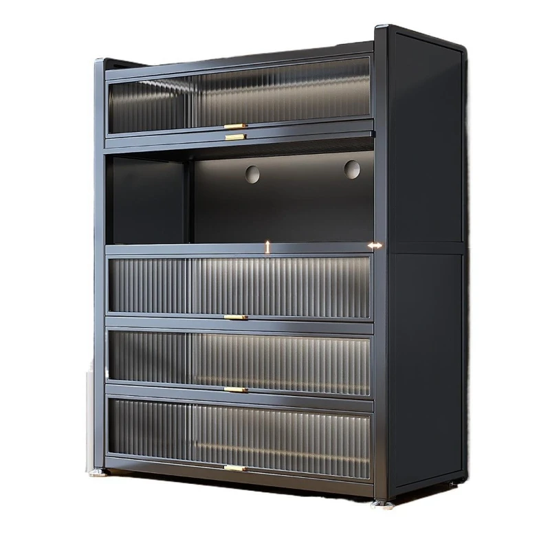 

heightened kitchen rack floor-to-ceiling multi-functional household pots, bowls, meals, dust-proof storage, cabinet rack