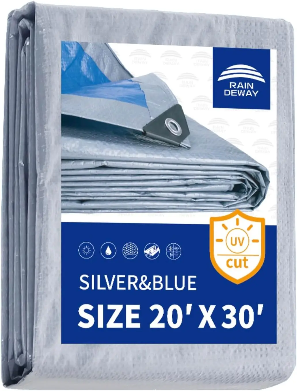 

Tarps - 20x30 Feet, 5.5 Mil Thick, Multipurpose Waterproof Poly Tarp Cover with Metal Grommets and Reinforced Edges, S