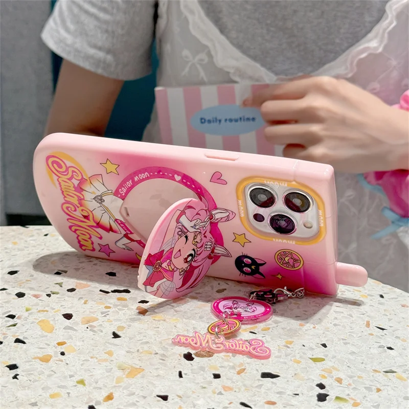 Cute Cartoon Sailor Moon Big Brother Mirror Phone Case for iPhone Apple 15 14  13 12 11 Pro Max Soft Silicone Shockproof Cover