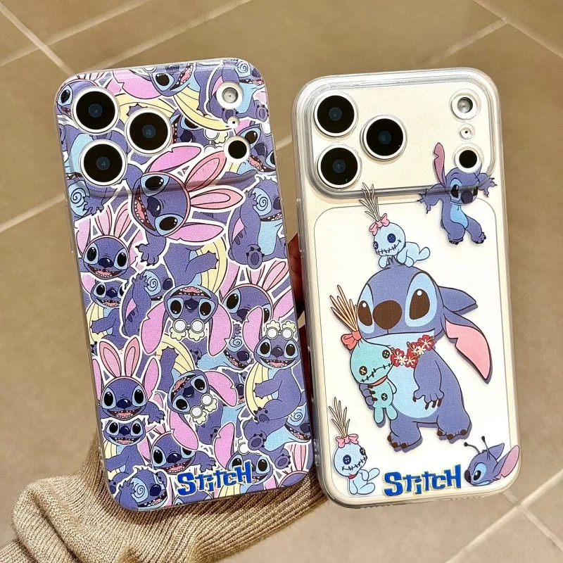 

Disneys Cute Cartoon baby Stitch Angel Phone Case For iPhone 11 12 13 14 15 16 17 Pro Max 16 Plus Funny Stitch Soft TPU Cover