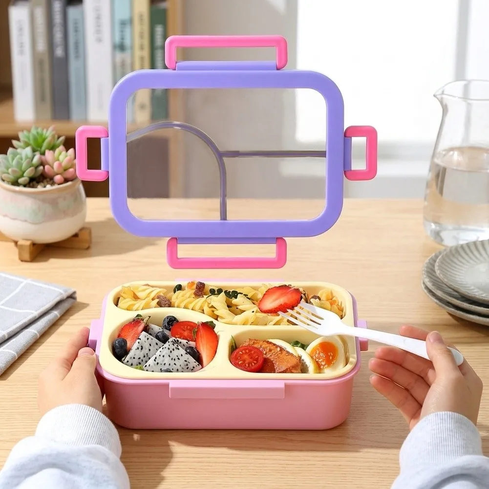 Stainless Steel Bento/Box 3 Compartment Leak-Proof Lunch Container For School Work Travel Reusable Dishwasher Safe Meal Prep Kit