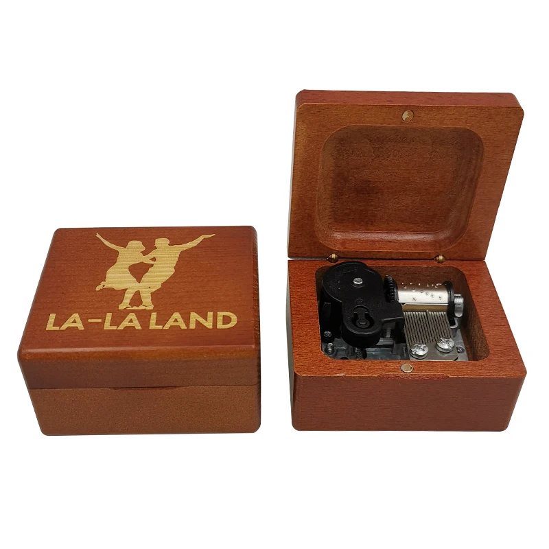 Movie Theme Song《La La Land》Redwood Solid Wood Square Music Box Home Decoration Ornaments Holiday Gifts For Friends