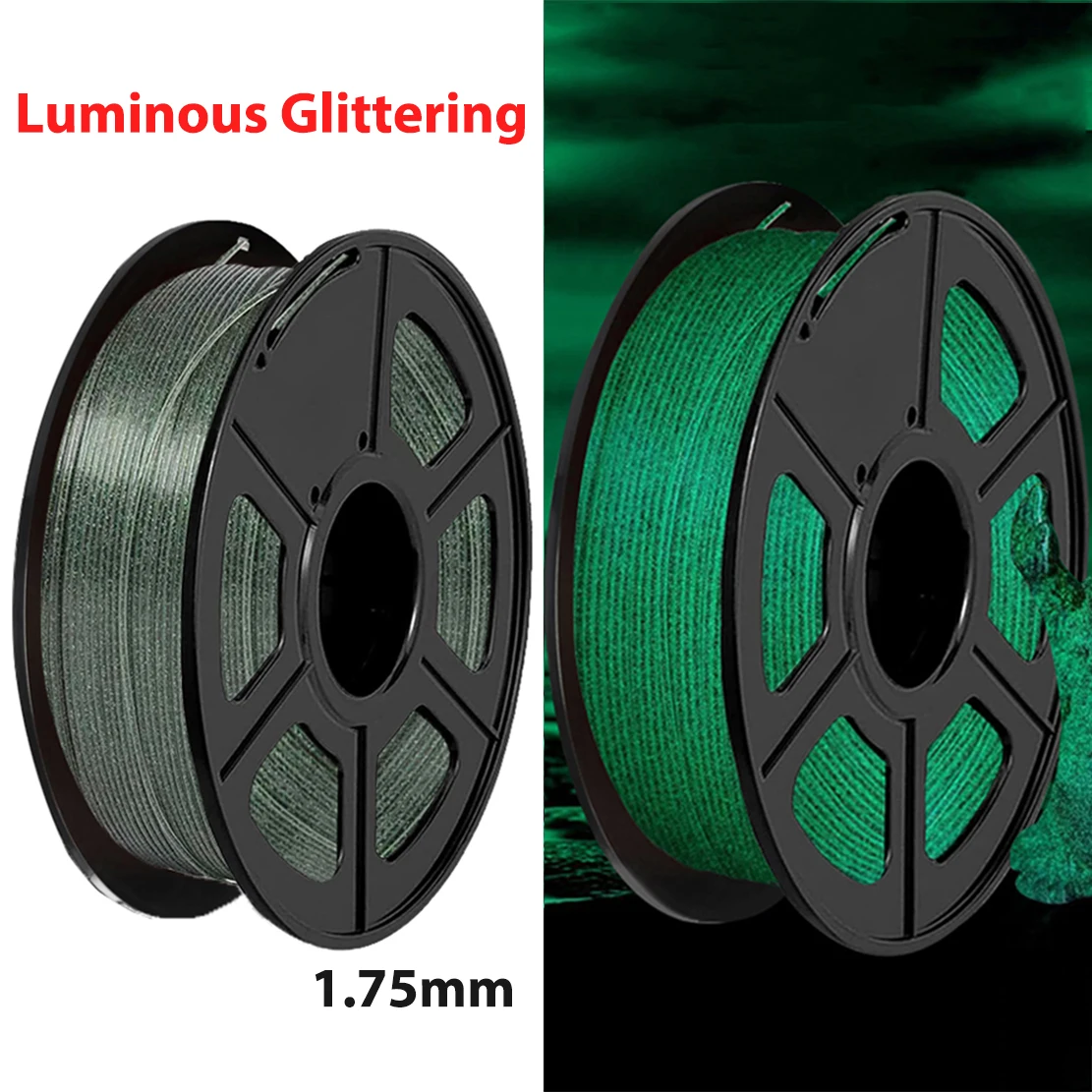 250g 500g Luminous Crystal Green 3D Printer Filament Sparkle Shining 1.75mm 1Kg Printing Glittering Noctilucent Blue PLA Shiny