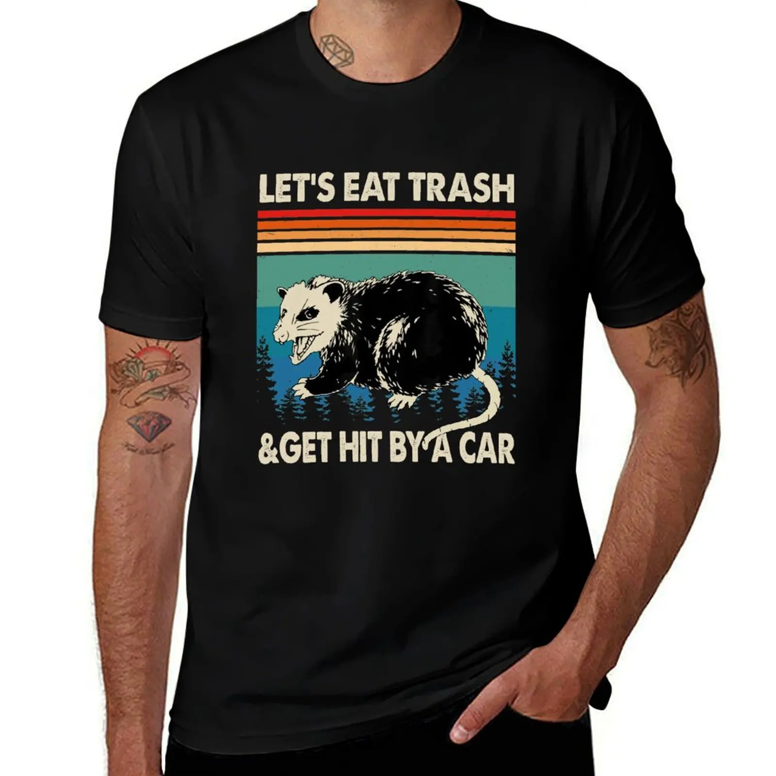 

Let's Eat Trash & Get Hit By A Car Vintage Raccoon T-Shirt cotton t shirts man 100% essential t shirt T-Shirt