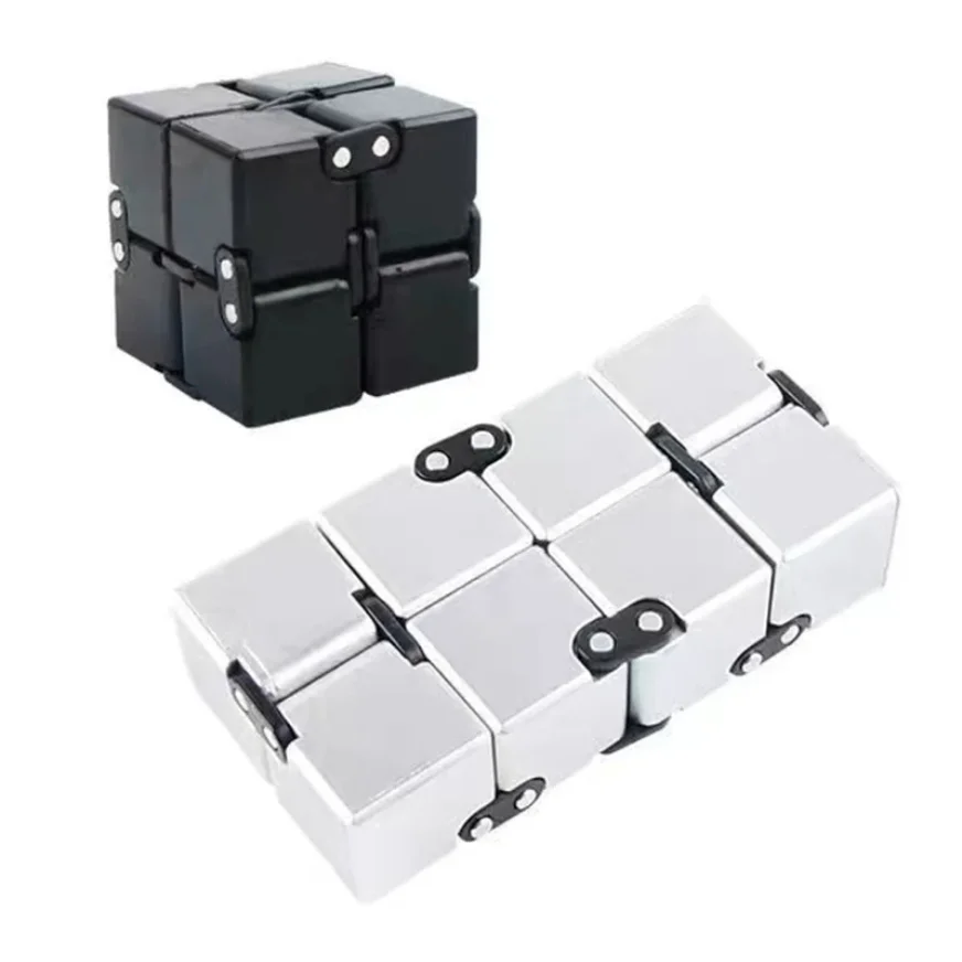 Metal Infinite Cube Stress Relief Toy Effortlessly Spin the Hand-Cranked Top Office Cube Stress Relief Children's Educational Po