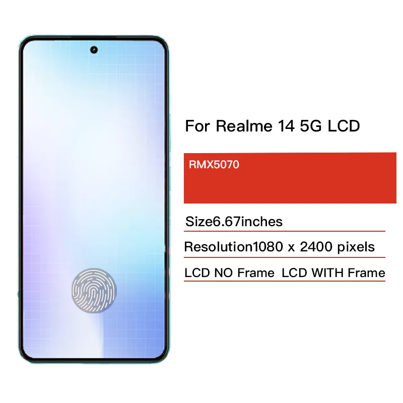 6.67'' AMOLED Wyświetlacz LCD z ekranem dotykowym i digitizerem do Realme 14 5G RMX5070, z ramką — zdjęcie produktu 2