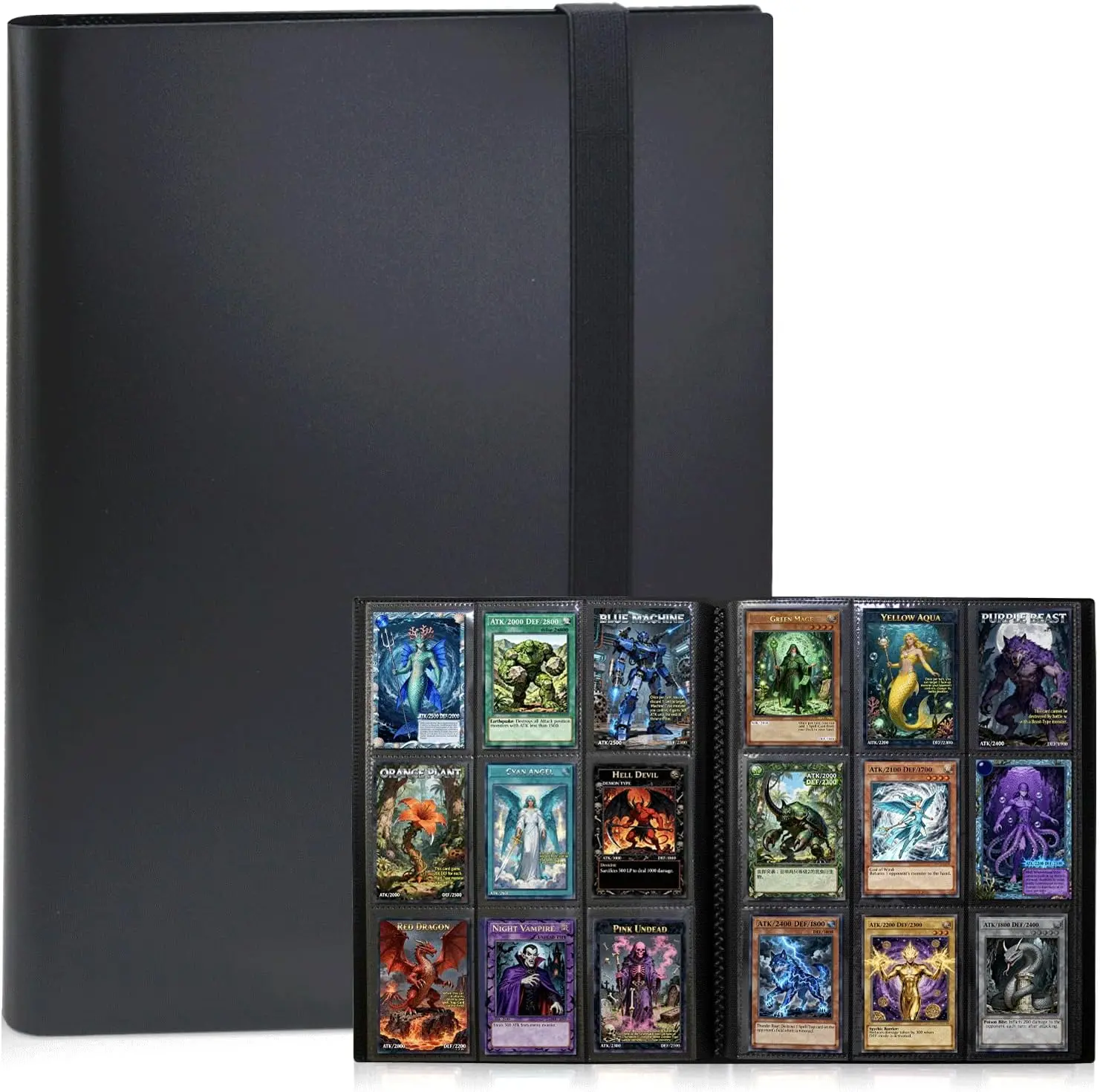 Trading Card Binder 360 Card Holder with Side Loading Sleeves for MTG TCG Sports Cards, Black