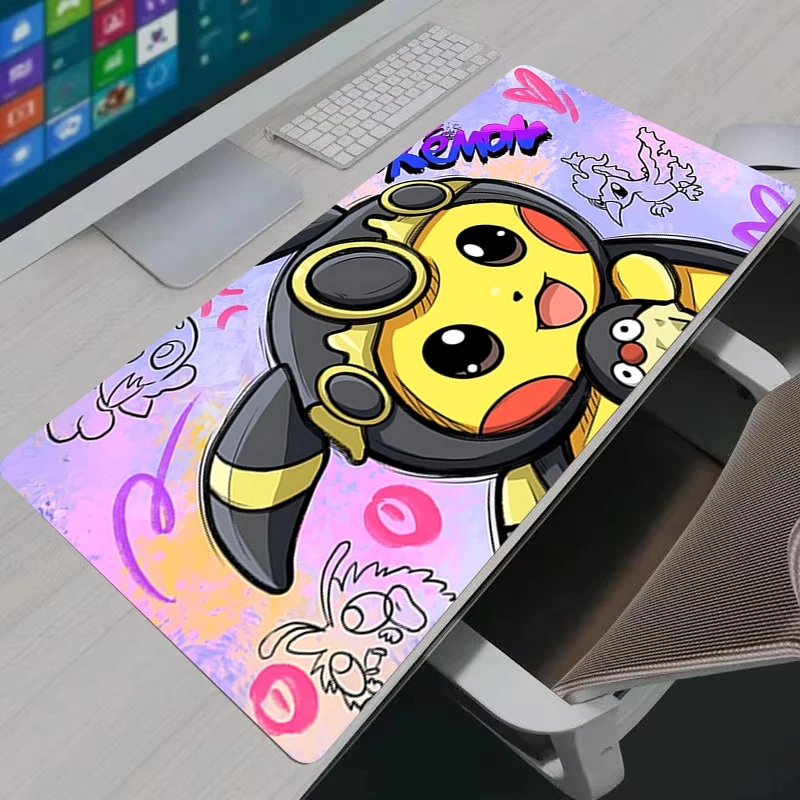 Mouse Pad Large Game Kawaii Desk Mat Computer Keyboard Pad P-Pokemon Pikachu PC Gaming Accessories Carpet Rubber Mousepad