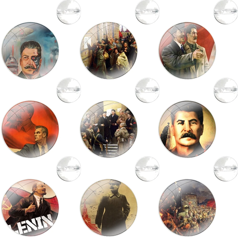 CCCP Lenin Stalin the Soviet Union Poster Vintage Pins Badge Metal Brooches For Clothes Backpack Decoration gift