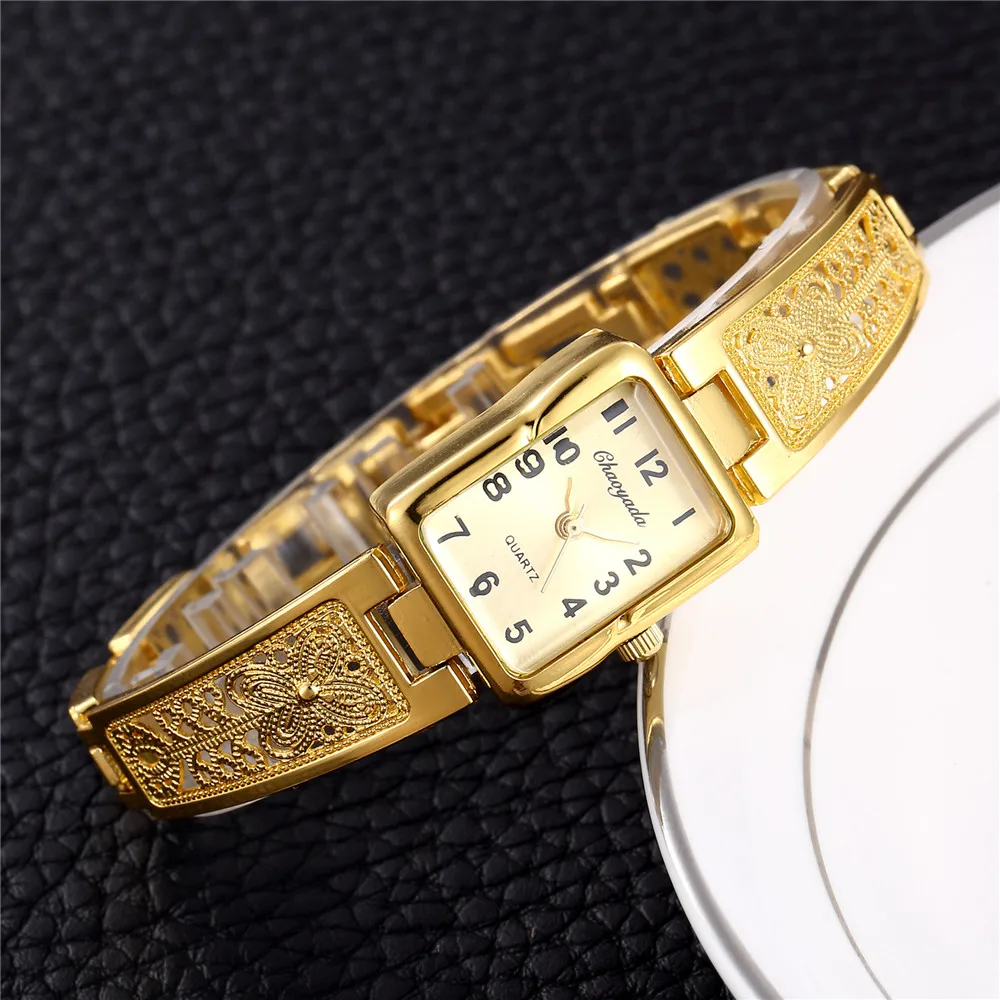 2pcs Luxury Golden Women's Watch Top Brand Small Dial Ladies Quartz Wristwatch Elegant Alloy Female Watch Gift relogio feminino
