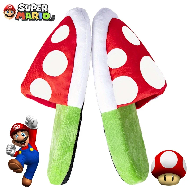 Anime Super Mario Bros pantofole in peluche scarpe da casa in cotone per uomo donna periferiche dei cartoni animati pantofola invernale scarpe da