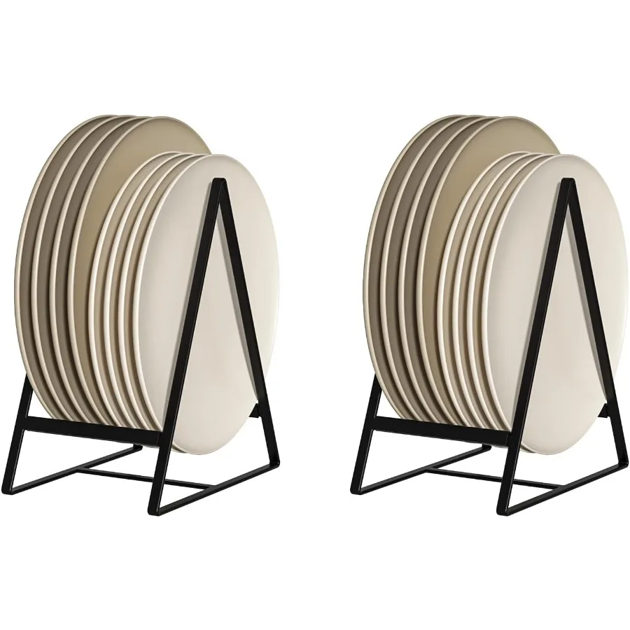

2 Pack Triangle Plate Holders Organizers Large Upright Cabinet Dish Drying Racks Metal Plate Dish Organizers Racks Stands for C