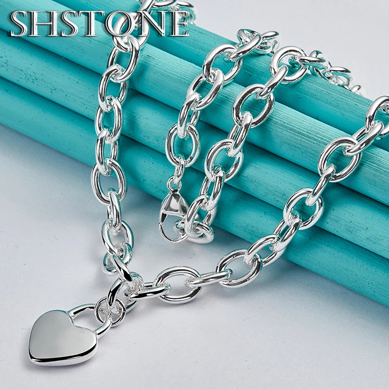 925 Sterling Silver Necklaces Heart Lock Pendant Chain Necklace For Women Wedding Anniversaries Party Fashion Charm Jewelry