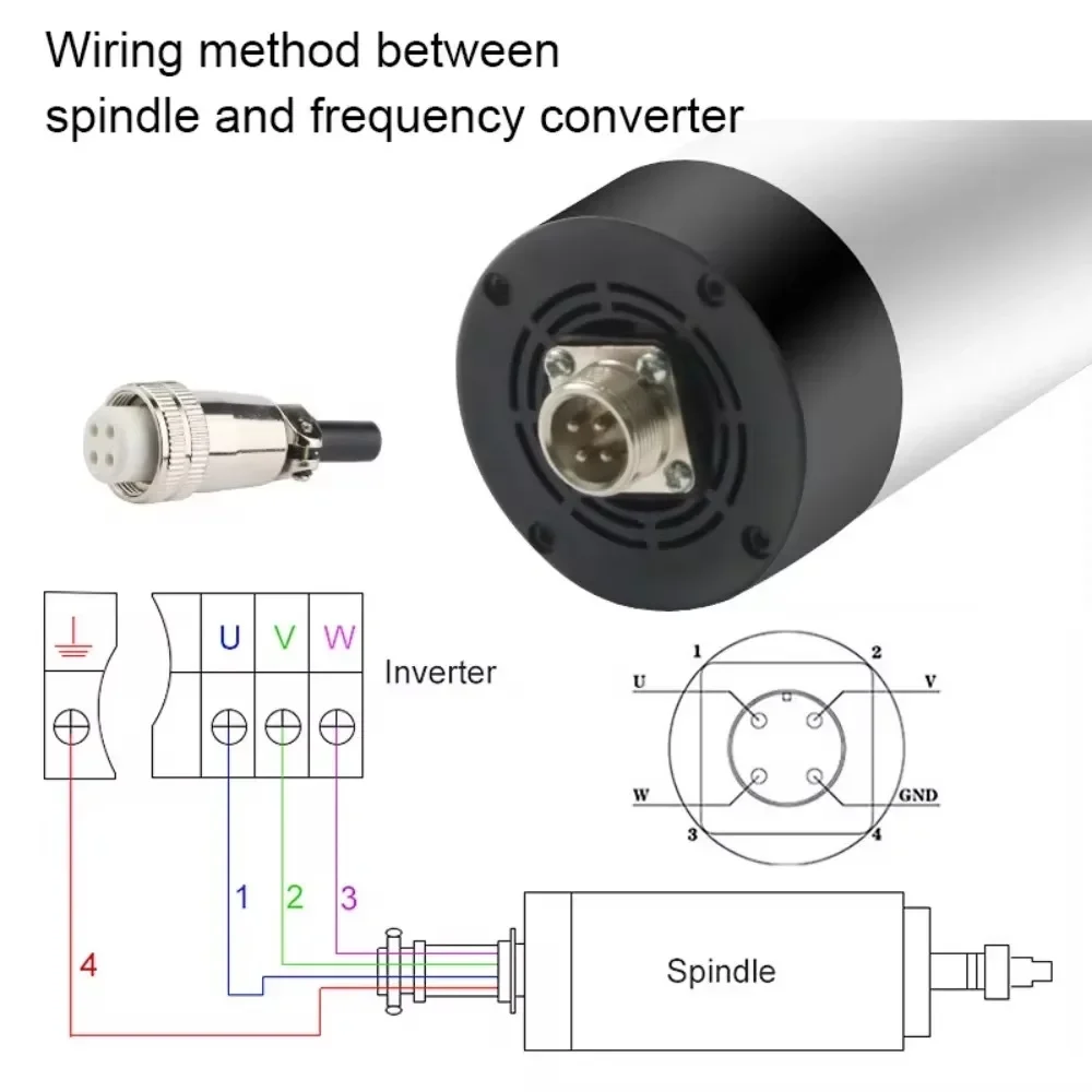 800W 1.5KW 2.2KW CNC Air Cooled Spindle Motor Kit CNC Router Spindle 220V 380V 24000rpm 3-4 Bearings For Engraving Machine Use