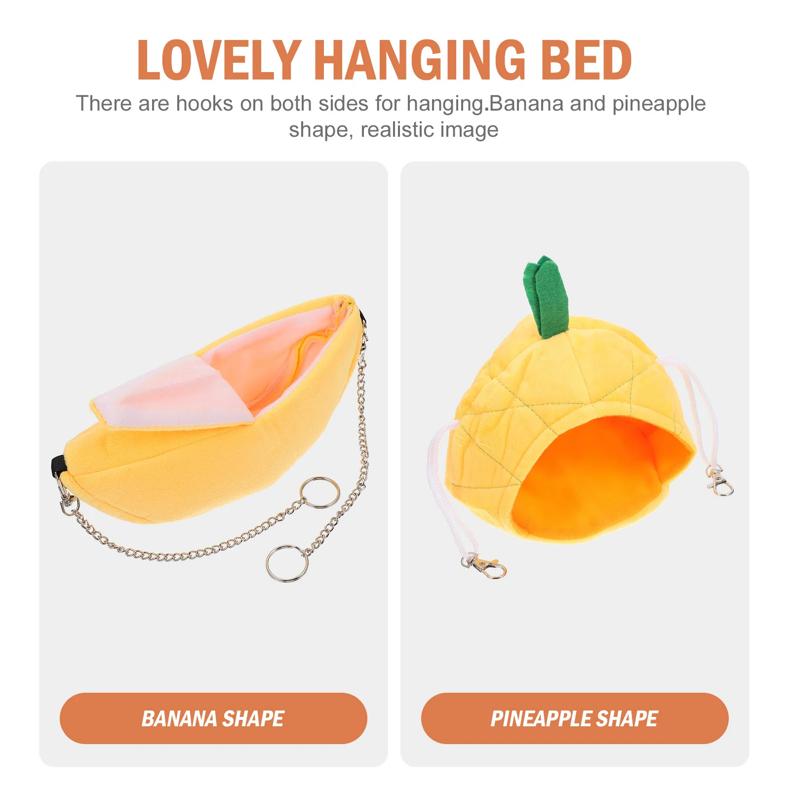 2Pcs Pet Nest for Small Animals Banana Pineapple Shape Hanging Bed Warm Comfortable Sleeping Bag for Hamster Gerbil Mice