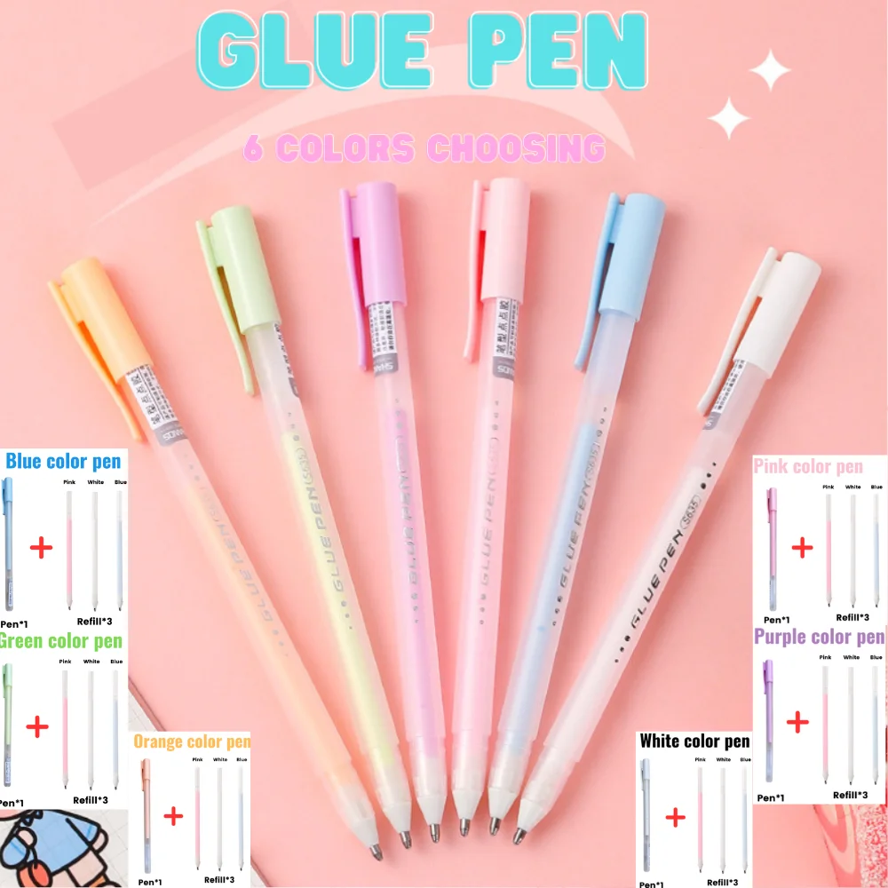 Candy Color Glue Pen Handbook Dispensing Pen Quick-Drying Dot Gule Stick DIY High Viscosity Glue School Office Supplies