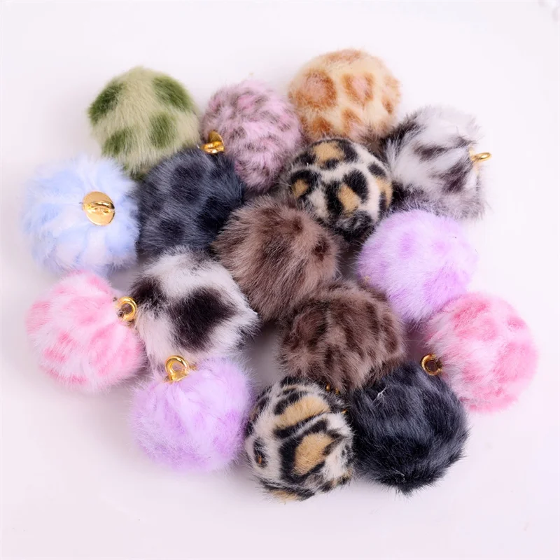 

Winter style 50pcs/lot color Leopard print fur decoration geometry rounds dolls beads diy jewelry garment pendant accessory
