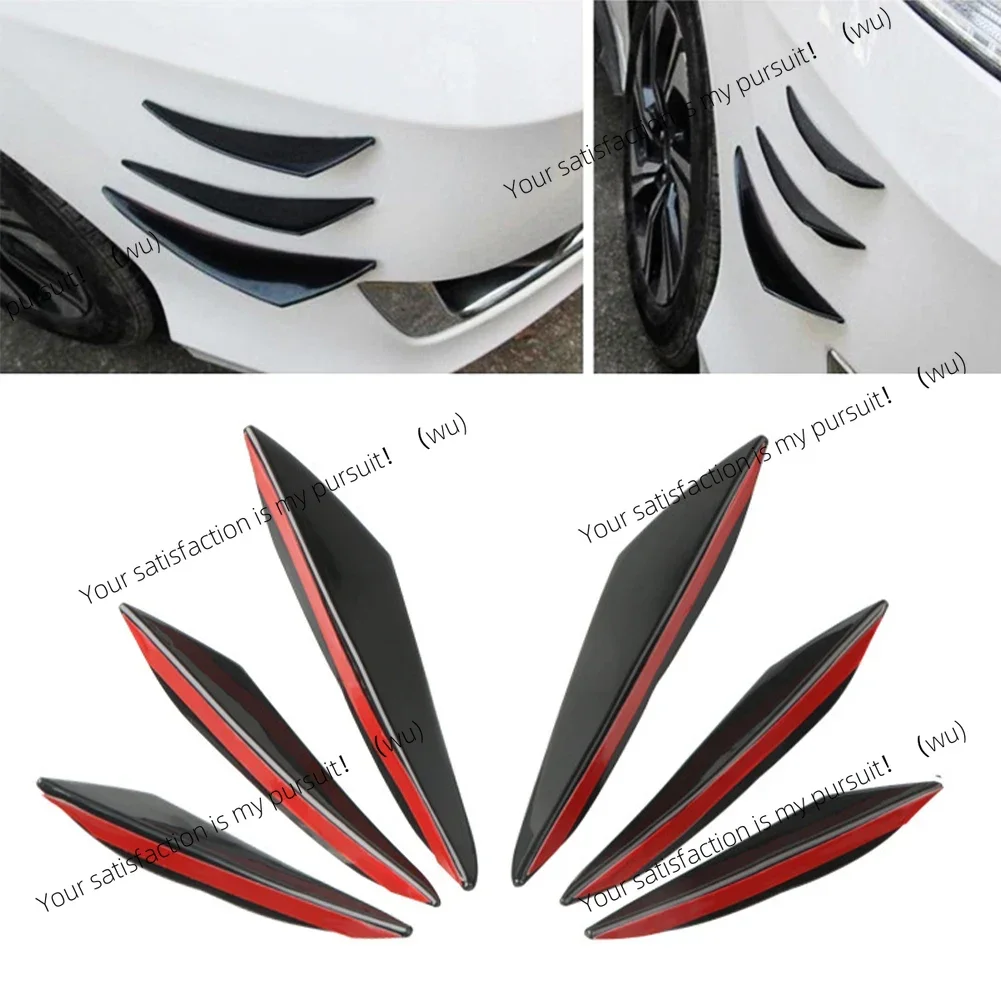 4/6 piece car front bumper lip trim, splitter fin spoiler trim, car accessories