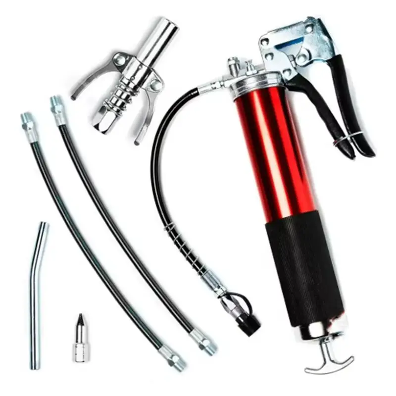Mar.Manual Pistol Grip Grease Gun Set Aluminum Alloy Mini Grease Gun High-Pressure Pumping 7000PSI Grease Filling