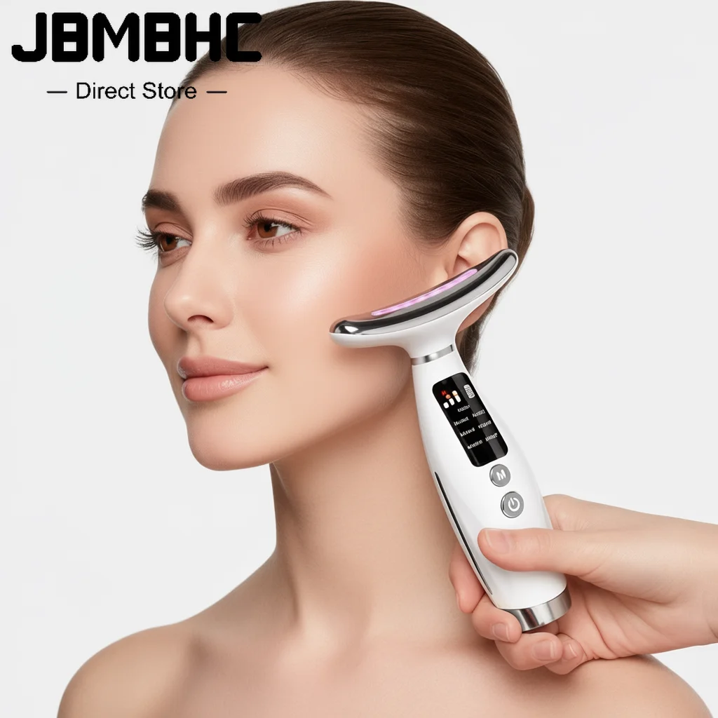 7 colori viso collo massaggiatore lifting facciale tre modalità di luce dispositivo elettrico per il rafforzamento della pelle strumento di bellezza a LED