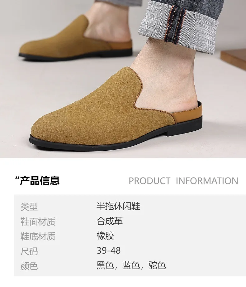 Mules de Gamuza para Hombre, Mocasines Formales, Pantuflas de Diseñador, Mules para Hombre, Chinelas para Hombres, Panto