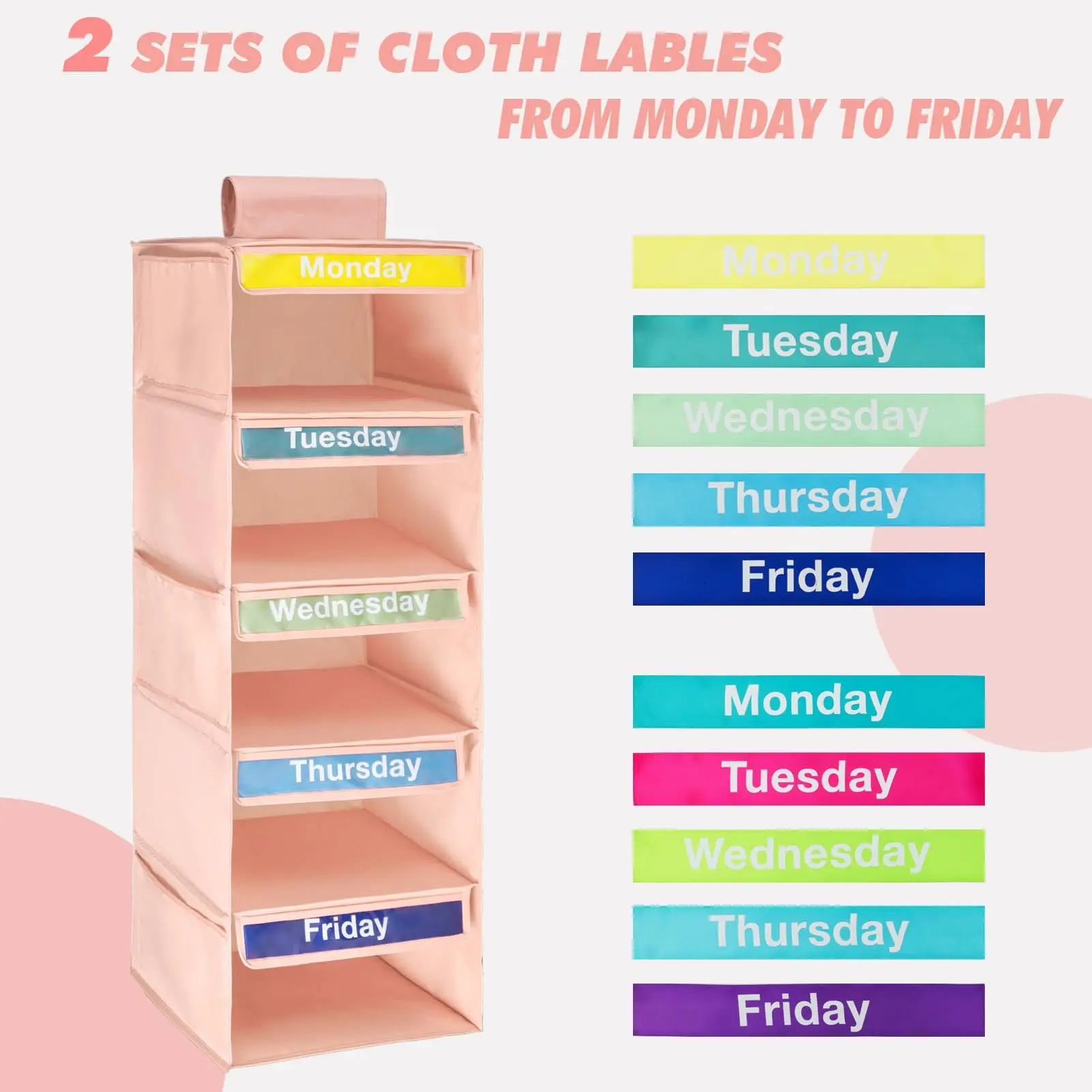 Weekly Clothes Organizer for Kids-Day of The Week  Kids Daily Clothe Organizer-Monday Friday Closet Organizer-Days of The Week