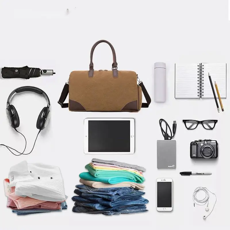 New Canvas Large Capacity Travel Bag Fashion Handbag Gym Travel Portable Large Capacity Shoulder Bag Personality Crossbody