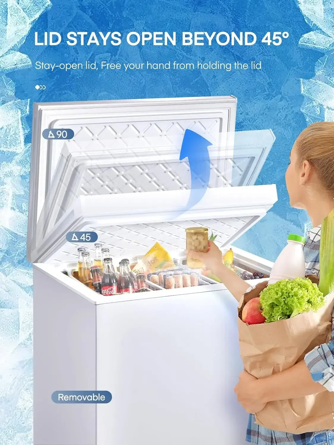 7.0 Cubic Feet Chest Freezer, FOHERE Deep Freezer with 3 Removable Storage Baskets, Adjustable Thermostat Compact Small Freezer