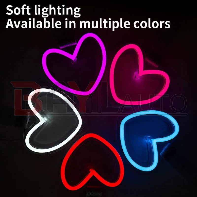 Car interior love atmosphere light Creative pendants in the car LED neon light atmosphere light car Accessories