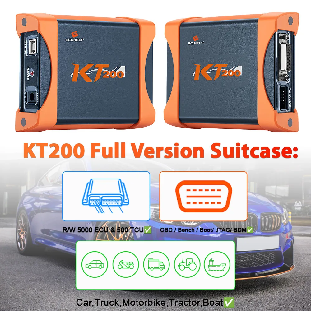 ECUHELP KT200 ECU Programmer Full Version with Offline Workstation in Suitcase Support OBD / Bench / BOOT / JTAG / BDM