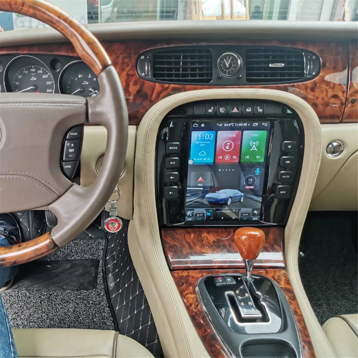 AI Voice vertical Screen Android 13 Multimedia Radio Receiver For Jaguar S-type Xtype 2004~2009 GPS Navigation Player Head Unit