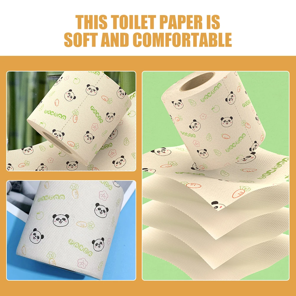 Panda Print Bamboo Pulp Toilet Tissues Hand Towels Kitchen Bathroom Cover Patterned Decorations Soft Longlasting