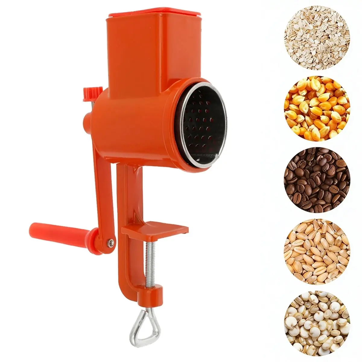 【Polishing】 Rustproof Hand Crank Grain Mill with Table Clamp for Home and Commercial Use