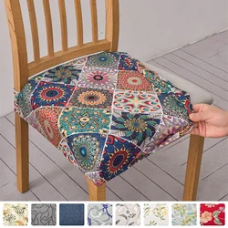 1PC Stretch Dining Chair Cover Printed Chair Seat Covers Removable Upholstered Chair Cushion Covers Home Decor