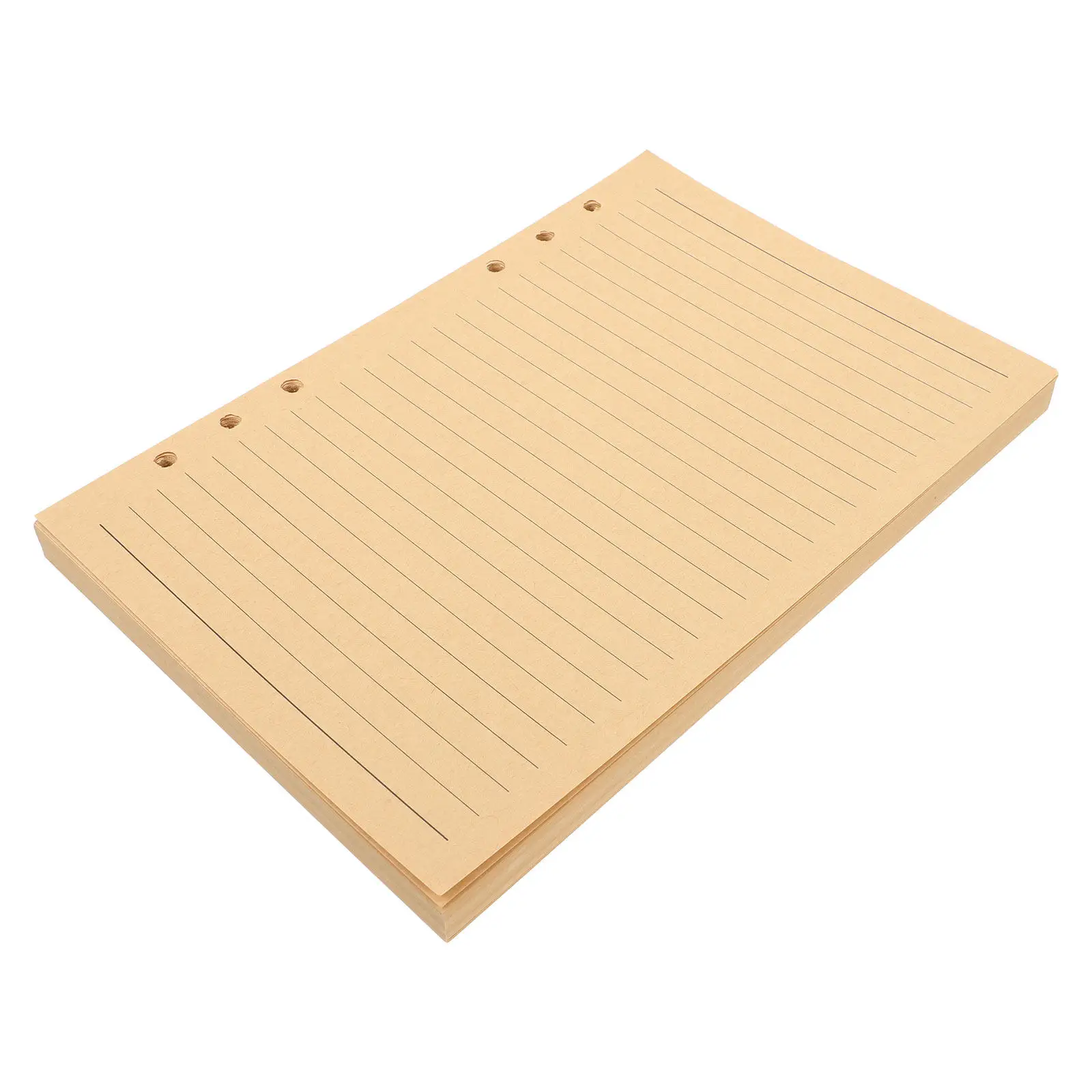 80Sheets A5 Kraft Paper Refillable Notebook Inserts Brown Lined Paper Loose Leaf for Journal Planner Binder Writing