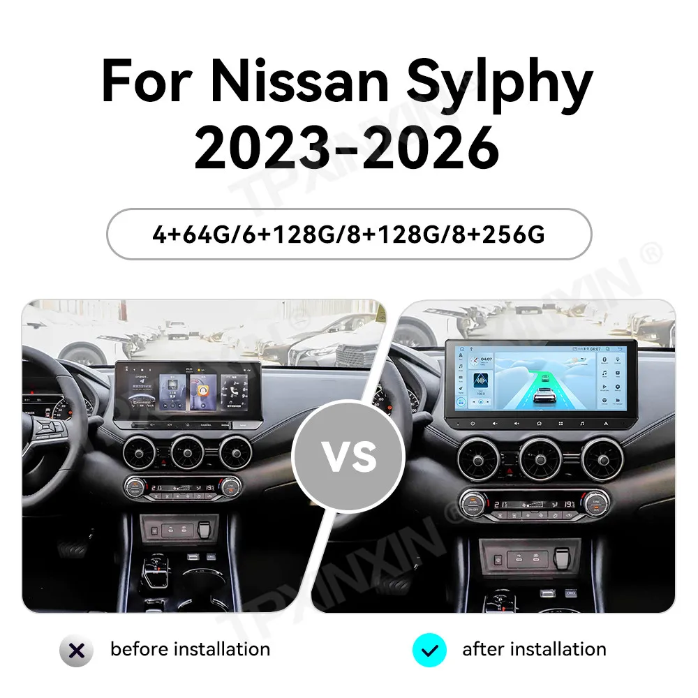 For Nissan Sylphy 2023~2026 Wireless Carplay Android Auto DSP IPS Screen GPS Automotive Multimedia Stereo Radio player Head Unit
