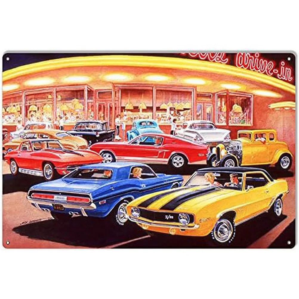 Vintage Classic Car Metal Tin Signs Mustang GT Posters Plate Wall Decor for Garage Bars Man Cave Cafe Clubs Retro Posters Plaque