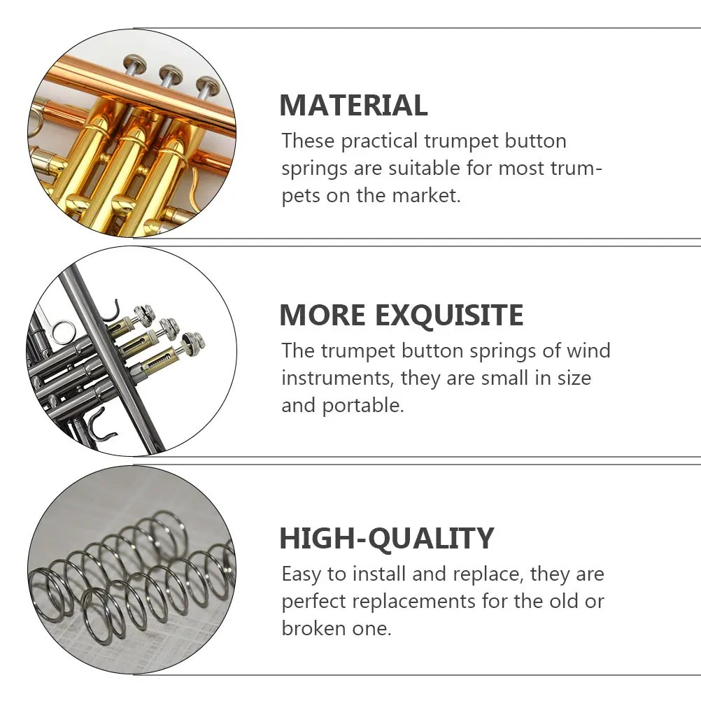 

5 Pcs Button Springs Trumpet Button Accessories Stainless Steel Durable Replacements Cornet Piston Accessories Instrument Parts
