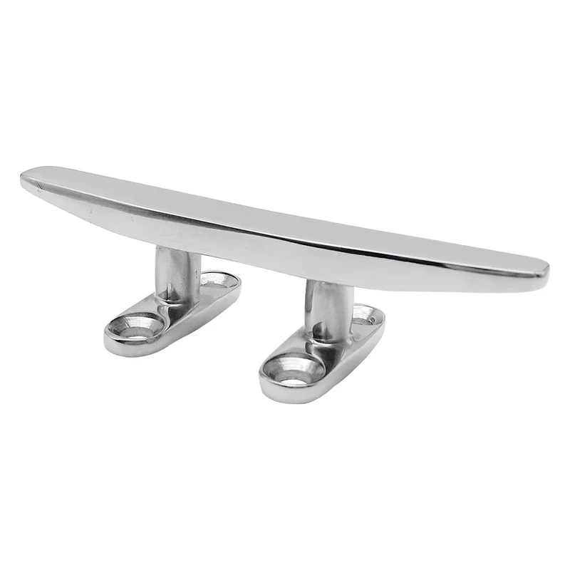 Marine 316 Stainless Steel Heavy Duty Cleat Flat Top Open Base 8/10/12 Inch Boat Mooring Bollard Cleat Marine Hardware