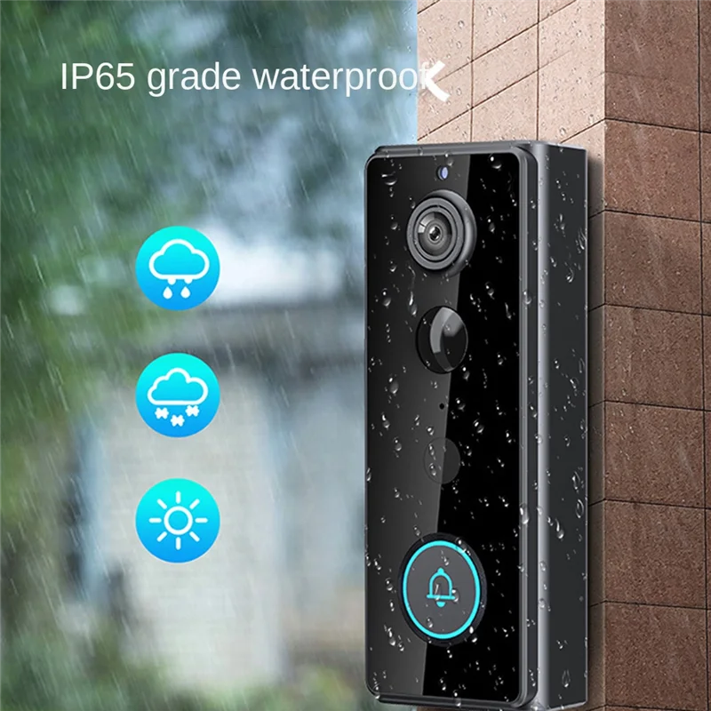 ABJF-Doorbell Camera Wireless Outdoor With Chime,180° Head-To-Toe View, 2K Video Doorbell No Subscription,Tuya 2.4Ghz Wifi