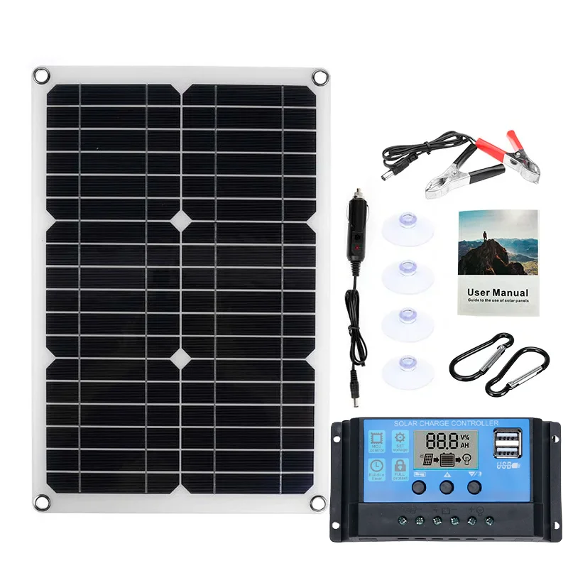 500W Solar Power Inverter 110V/220V Solar Panel System 12V Solar Plate Battery Charge Controller Complete Power Generator